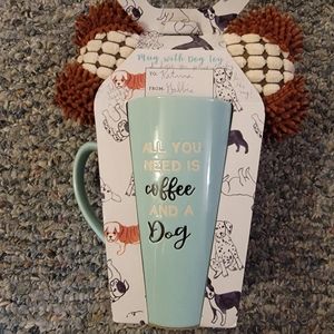 Tall mug and dog toy combo set